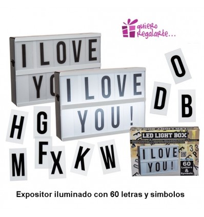 Expositor iluminado con 60 letras y símbolos