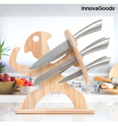 Set de cuchillos con soporte de madera spartan