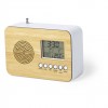 Radio reloj despertador con frontal en bambú